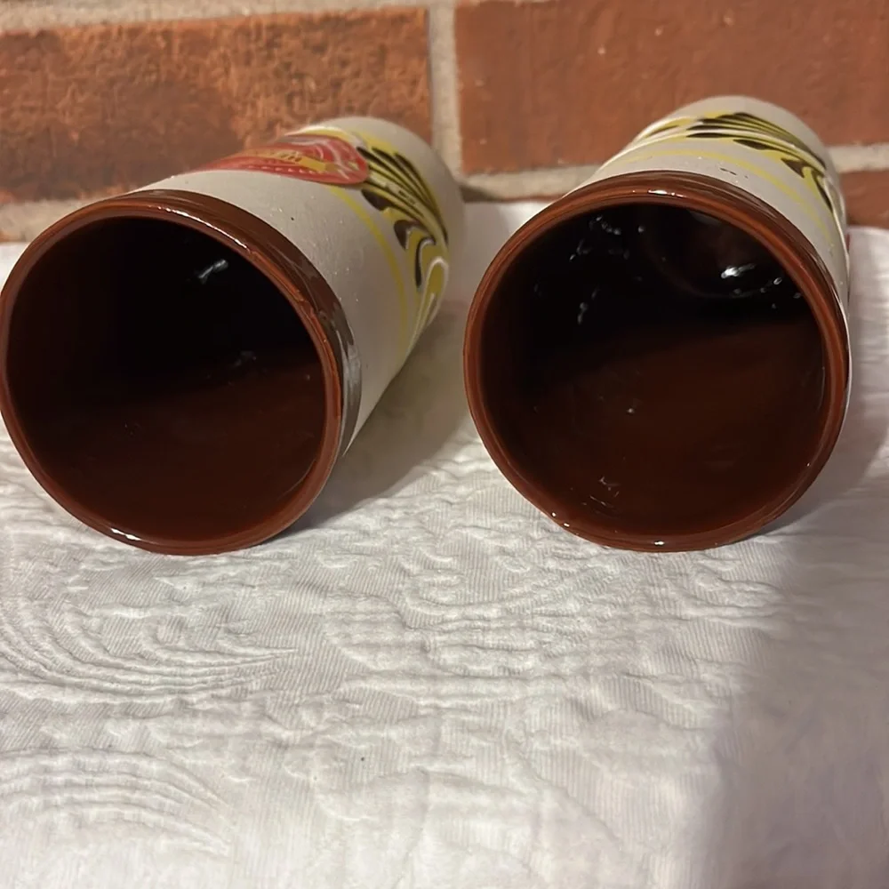 2 Mexican Hand Crafted Ceramic Glasses